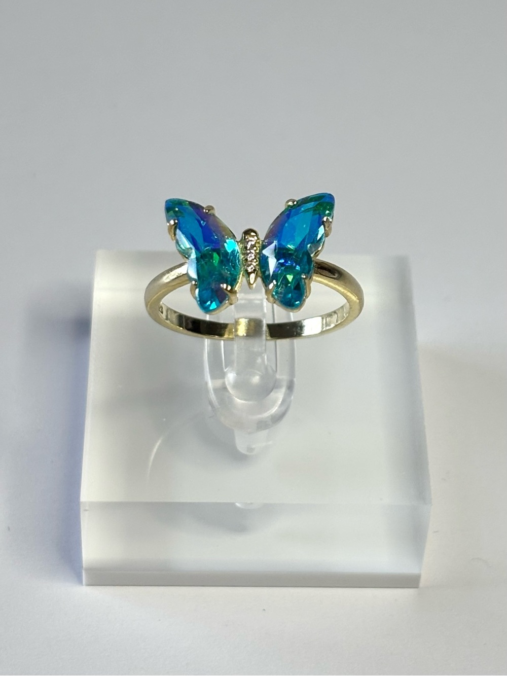 Blue crystal butterfly ring (size 9)